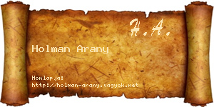 Holman Arany névjegykártya